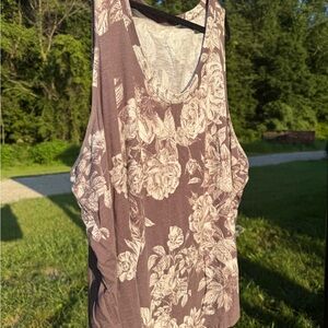 Maurices Brown and Cream Floral Tank Top